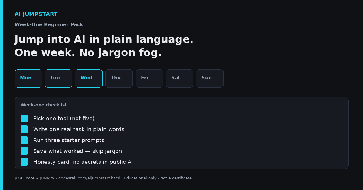 AI Jumpstart — week-one beginner pack